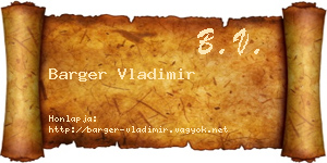 Barger Vladimir névjegykártya